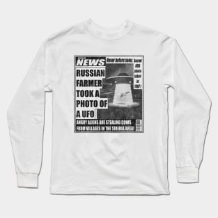 UFO in the Newspaper Long Sleeve T-Shirt